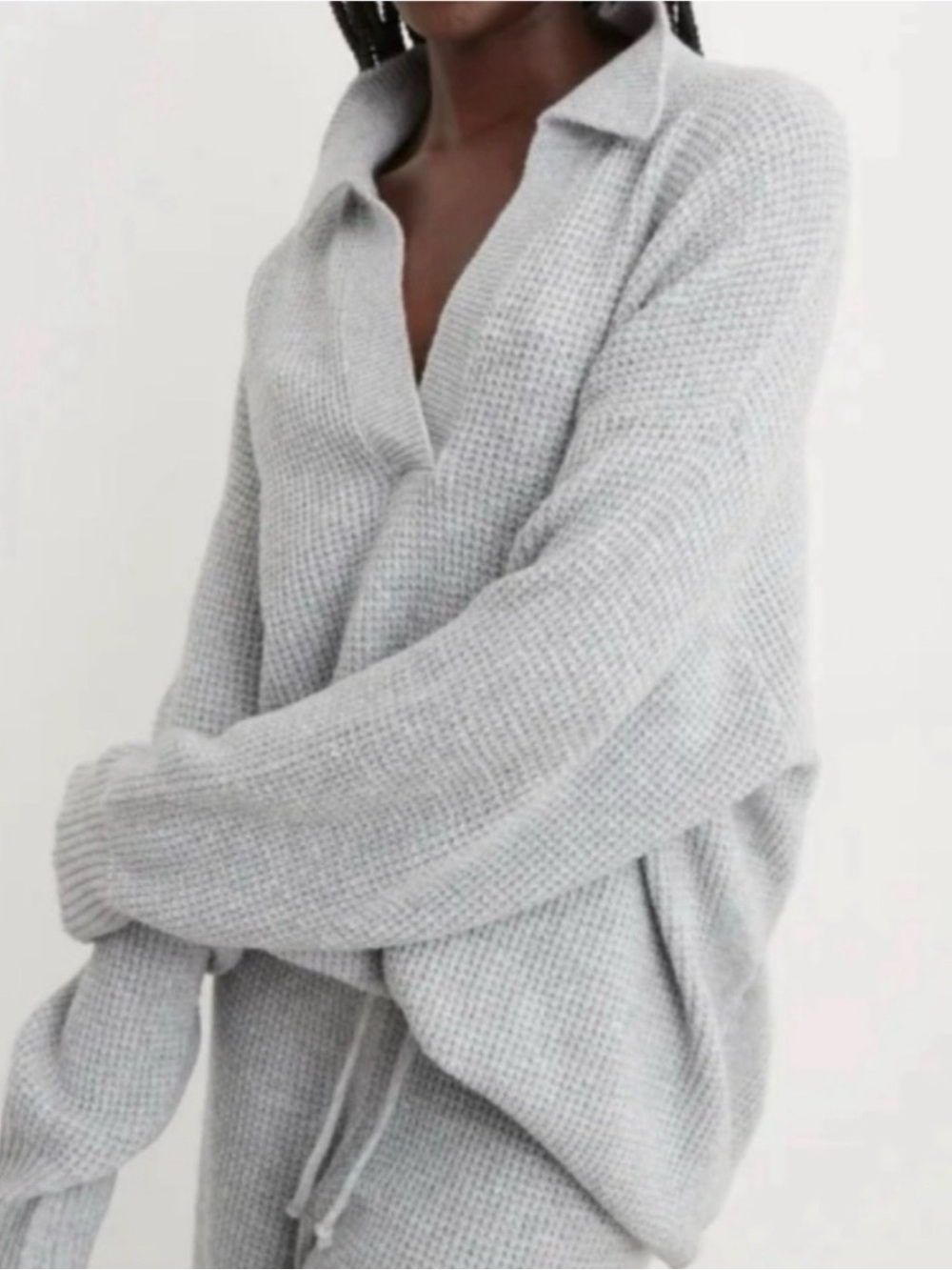 Aerie Cozyup Waffle Knit Polo Sweater
